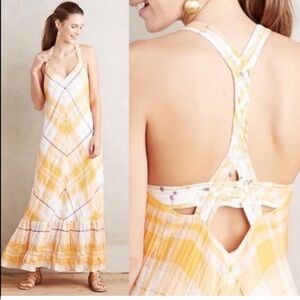 Anthropologie Holding Horses Clementine Mango Buffalo Plaid Maxi Dress Size S